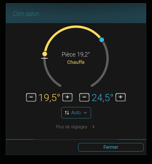 Settings dialog on desktop