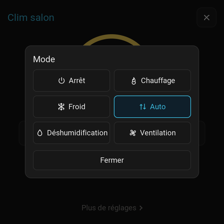Mode popup