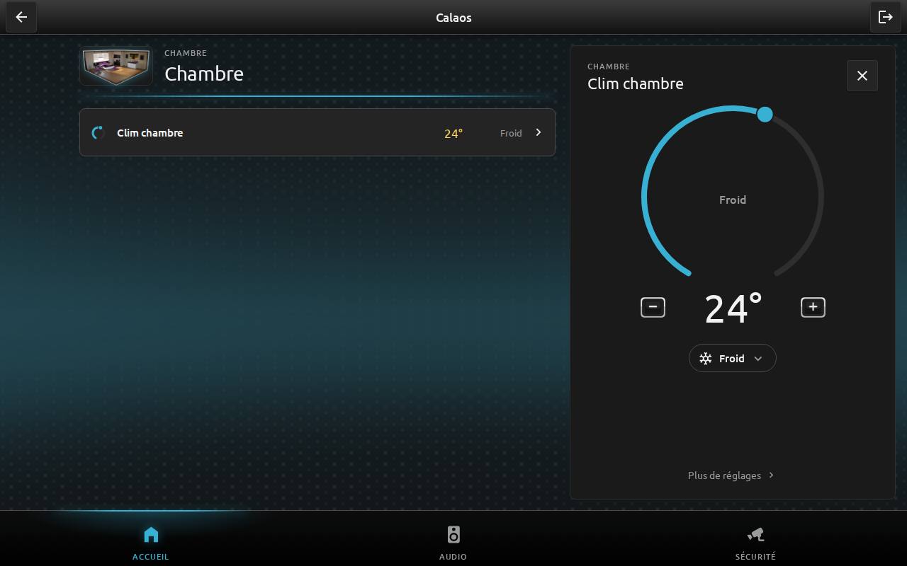 Settings panel of a single-setpoint unit